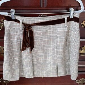 Banana Republic Brown Plaid Mini Skirt with Velvet Accent